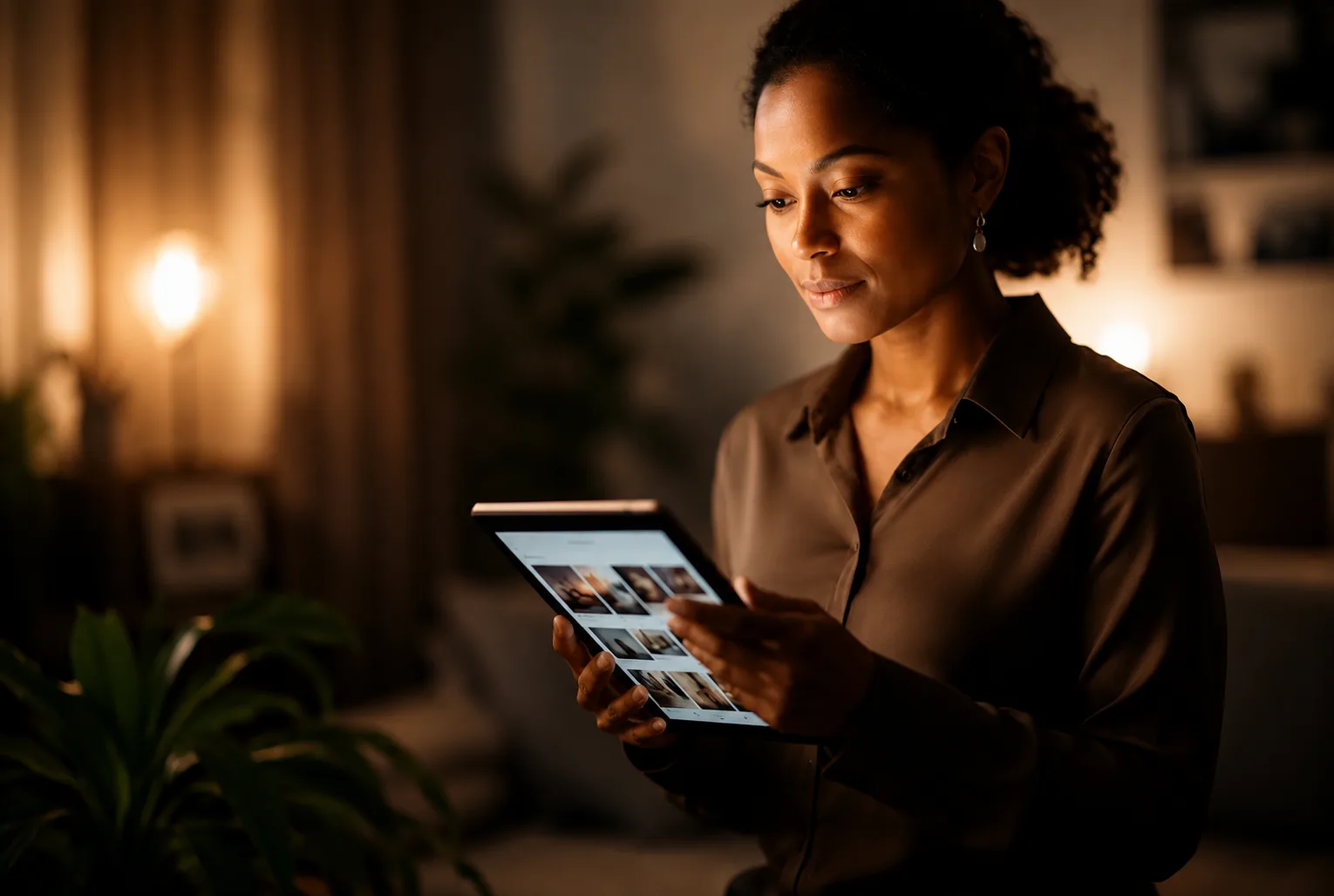 Creative professional reviewing video content on a tablet